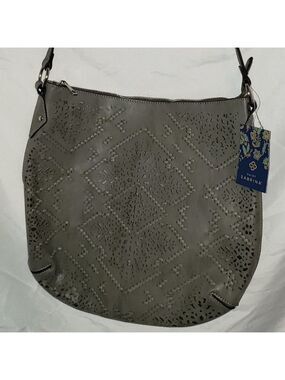 NWT Ladies SAINT SABRINA Whipstitch Handbag in Gray Vegan Leather